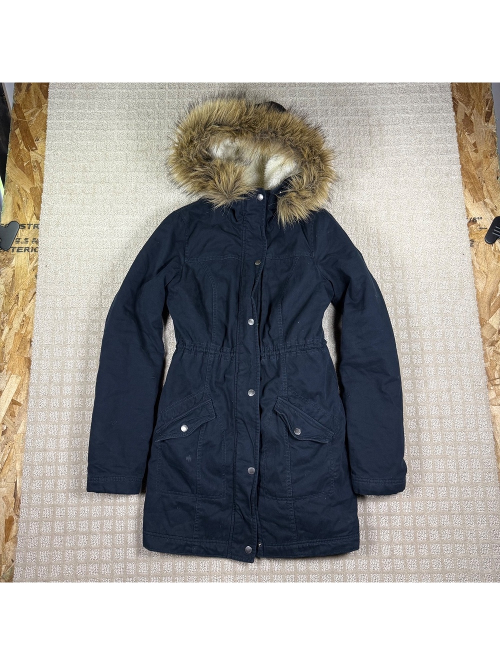Hollister Hooded Parka Coat Navy S
